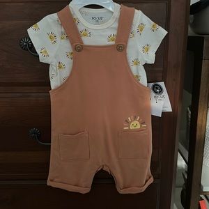 Brand new with tags 12 mos overalls and top